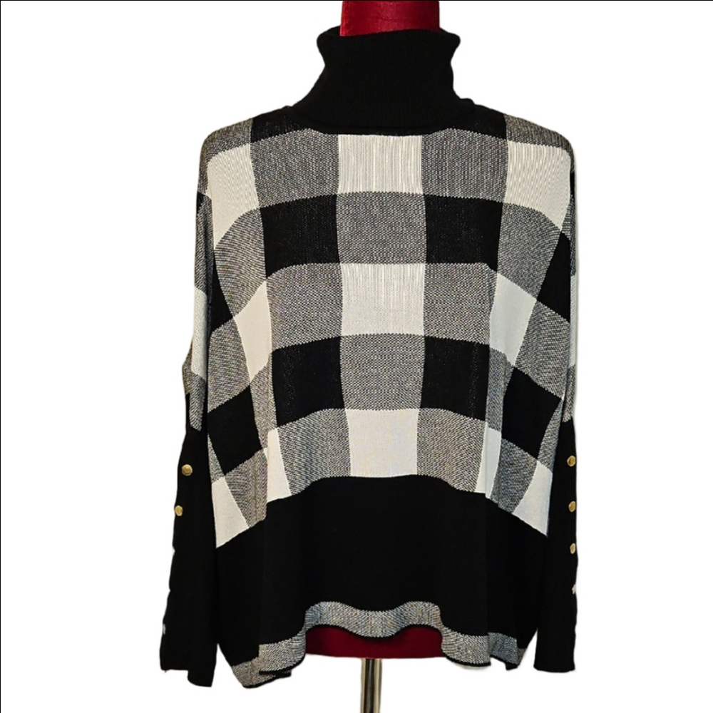 Joseph A. Buffalo Plaid Turtleneck Sweater Size Large